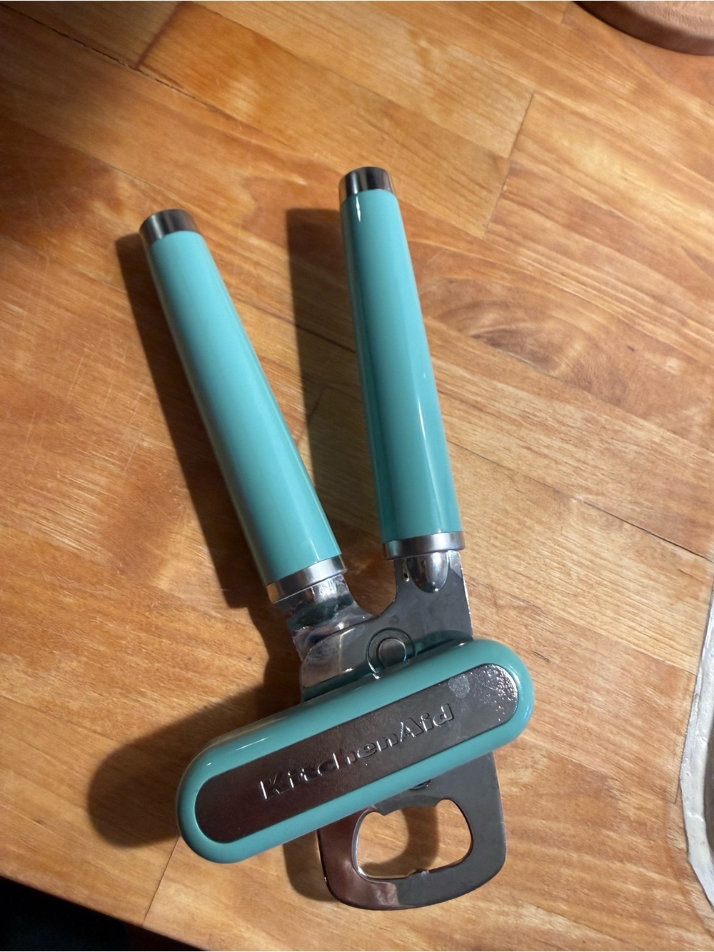 KitchenAid Teal Manual Can Opener with Chrome Accents
